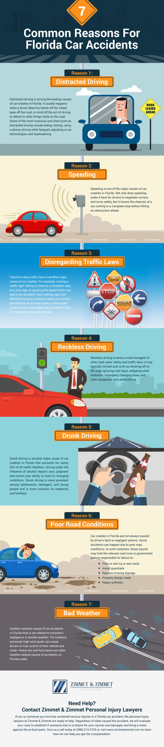 7 common reasons for Florida car accidents infographic