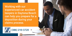 Daytona Beach car accident lawyer helping client prepare for deposition